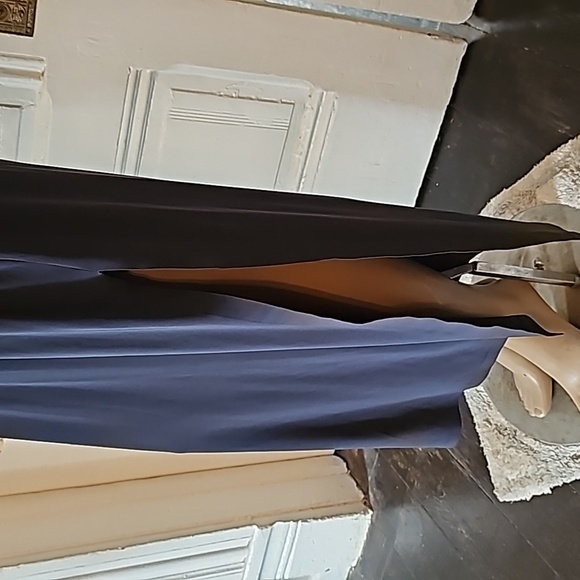 Norma Kamali Womens M 38 Halter Turtle Side Slit Gown Slip Dress Pewter Gray - Picture 5 of 13